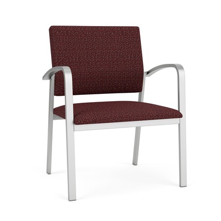 Lesro Newport Wide Guest Chair Metal Frame, Silver, RF Nebbiolo Upholstery NP1201